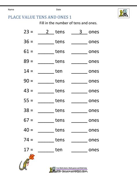 Math Place Value Worksheets to 100