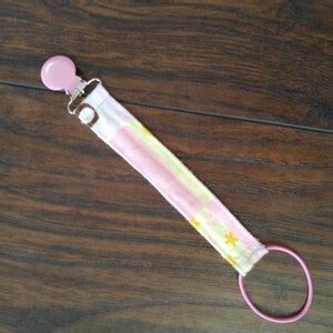 Pink and Yellow Pacifier Clip - Etsy