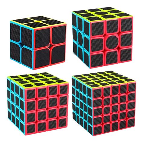 Paquete 4 Cubos Rubik Moyu 2x2 3x3 4x4 5x5 Fibra De Carbono | Mercado Libre