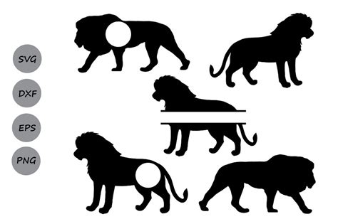 lion SVG, lion monogram svg, animal svg, lion silhouette, Dxf, Svg By ...