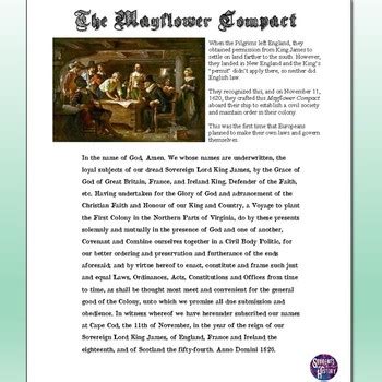 Mayflower Compact Primary Source & Notebook Activity by Students of History