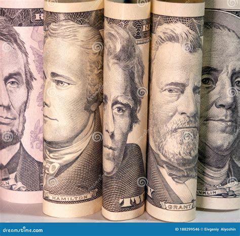 Portraits of Presidents on Dollars. US Dollars Background Stock Photo ...