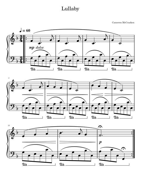 Lullaby Sheet music for Piano (Solo) | Download and print in PDF or ...