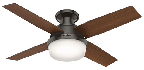 Hunter Dempsey 2-Light 44" Flush Mount Ceiling Fan in Noble Bronze ...