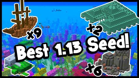 Minecraft 1.13 SEEDS | SURVIVAL ISLAND (SHIPWRECKS, UNDERWATER RUINS ...