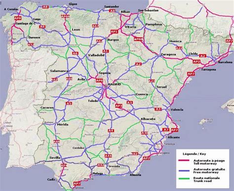 España carretera mapa - Mapa de España de la carretera (en el Sur de ...