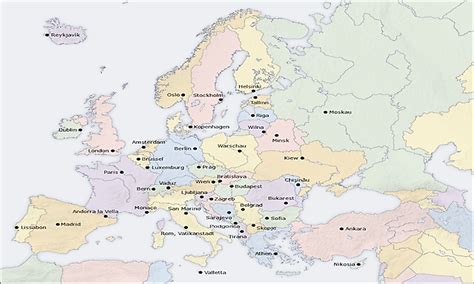 European Capital Cities Map - Wynne Karlotte