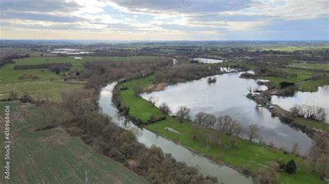 Great river Ouse in winter Bedfordshire Aerial footage 4K. Stock Video ...