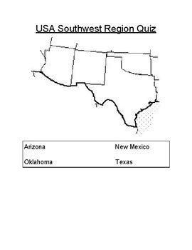 Southwest Region Quiz by Mr Matthews Teacher Store | TpT