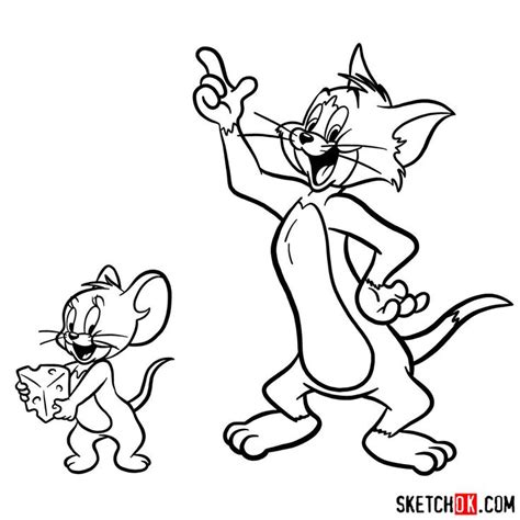 How to draw Tom and Jerry together - Sketchok easy drawing guides | Tom ...