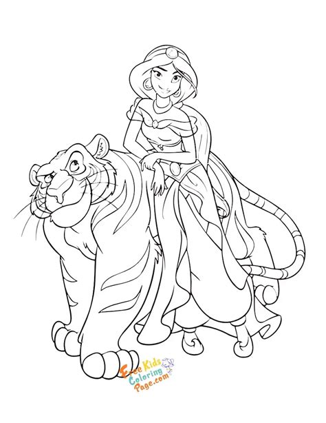 Princess Jasmine and Rajah coloring page - | Coloring pages, Princess ...