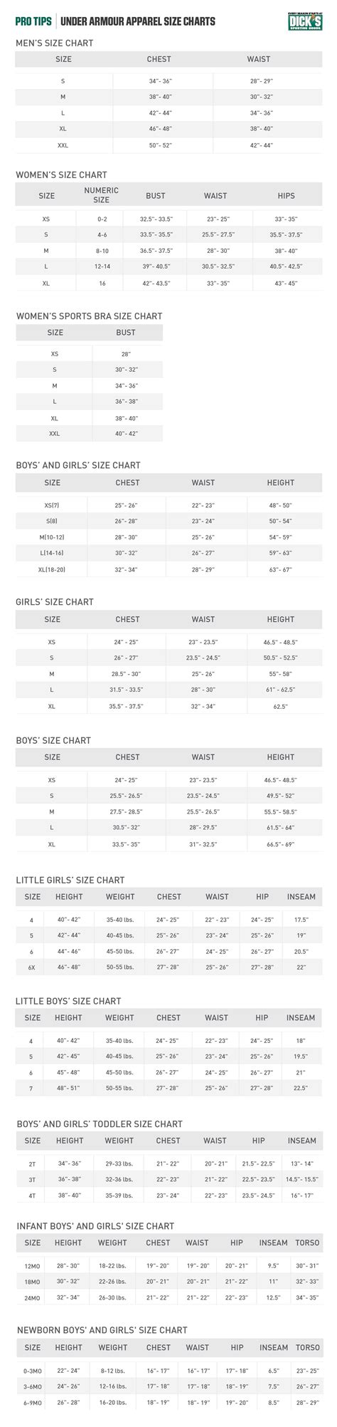 Speedo® Apparel Size Charts | eduaspirant.com