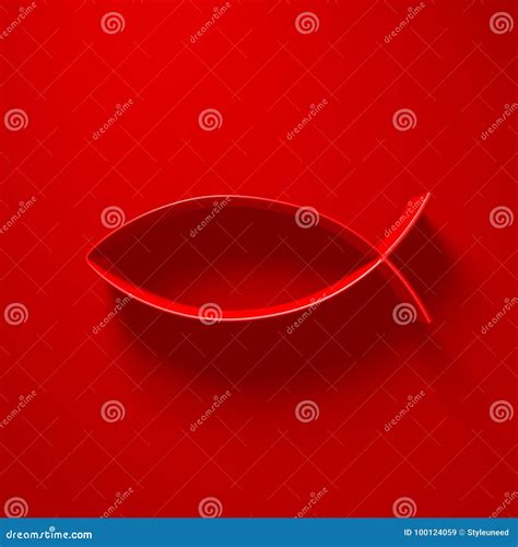 3D Illustration - Ichthys Fish Symbol with Light Above on Red Stock ...