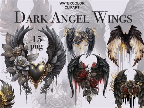 Dark Angel Wings Clipart, Gothic Wings Graphic by FantasyDreamWorld ...