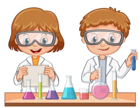 Dos estudiantes hacen experimento científico | Descargar Vectores gratis