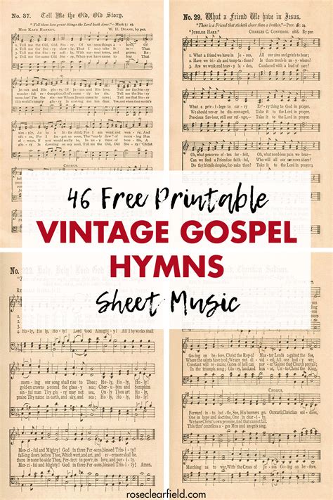 46 Free Printable Vintage Gospel Hymns Sheet Music • Rose Clearfield