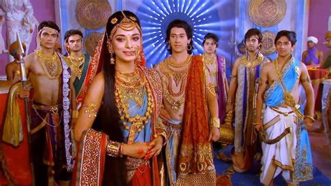 Draupadi, her sons from the Pandava brothers and Abhimanyu, son of ...