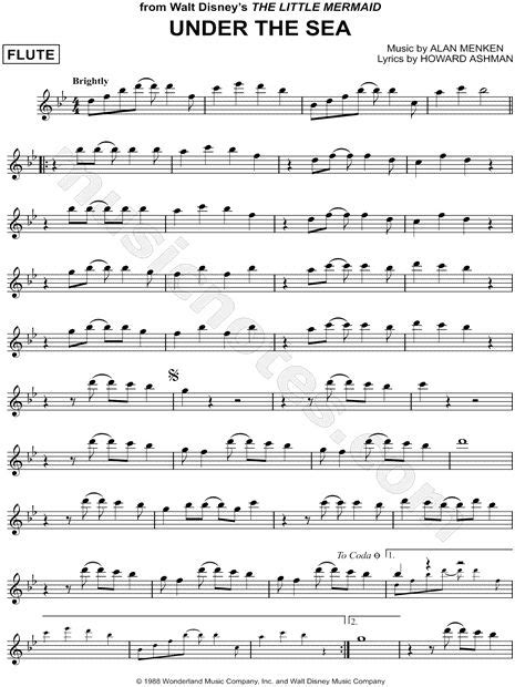 "Under the Sea" from 'The Little Mermaid' Sheet Music (Flute Solo ...