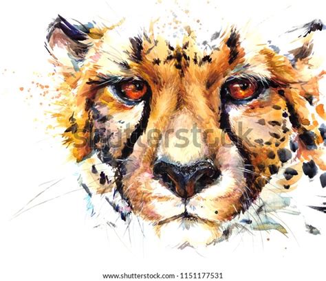 Cheetah Hand Drawn Watercolor Illustration Stock Illustration 1151177531