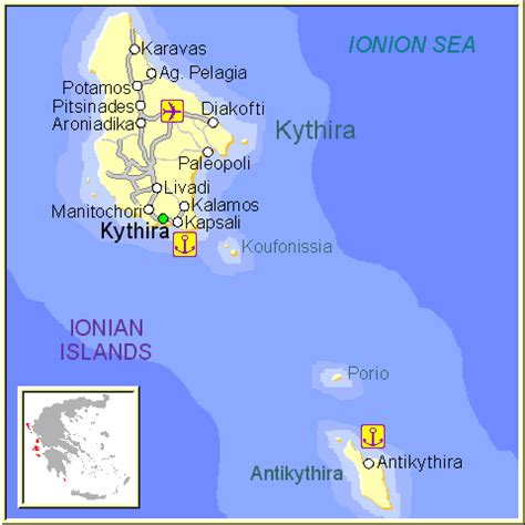 Kythira map GREECE - Detailed map of Kythira island