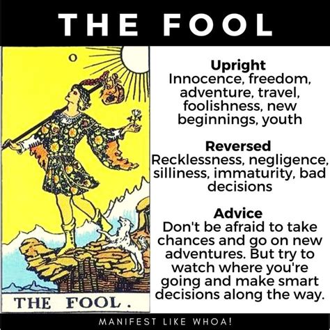 The Fool Tarot Card Meanings | Tarot card meanings, Tarot major arcana ...