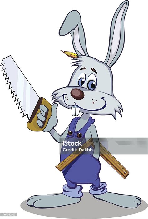 Bunny Rabbit Carpenter Stock Illustration - Download Image Now - Roofer ...