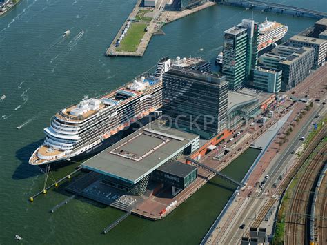 aerial view Amsterdam, the Muziekgebouw, the Bimhuis, the passenger ...