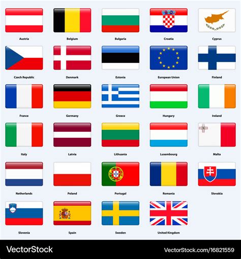 All flags of the countries of the european union Vector Image