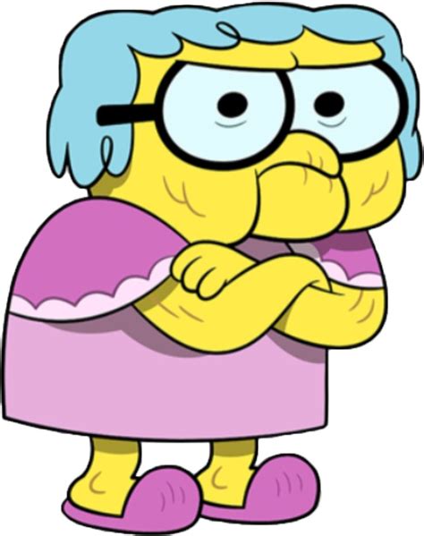 the simpsons character is frowning and holding her hand on her chest ...