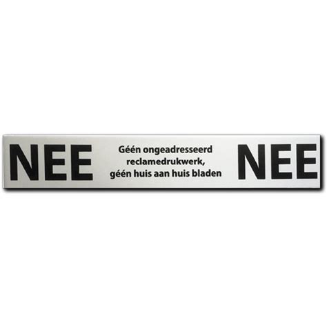 NEE NEE sticker brievenbus Aluminium zwart