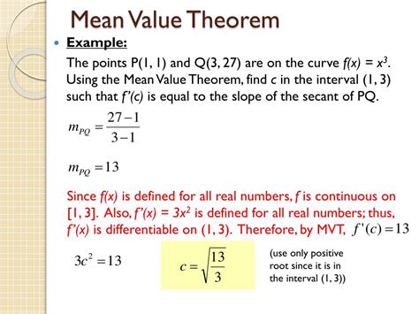 PPT - 4.2 Mean Value Theorem & Rolle’s Theorem PowerPoint Presentation ...