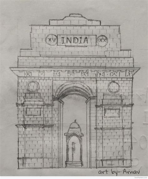 India Gate Pencil Drawing