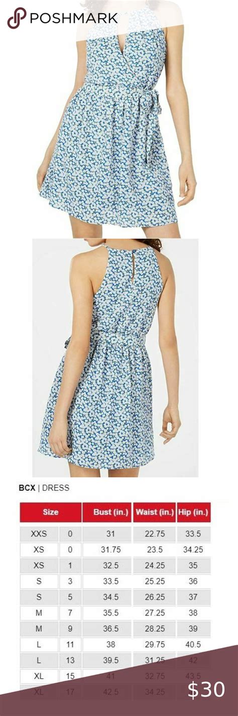 BCX L Blue White Floral Keyhole Dress NWT AT37 | Dress size chart women ...