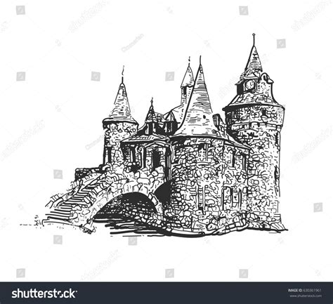 Medieval Castle Vector Drawing Sketch Stock Vector (Royalty Free) 630361961