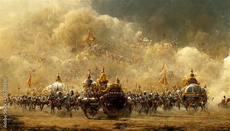 AI generated image depicting the war between the Pandavas and Kauravas ...