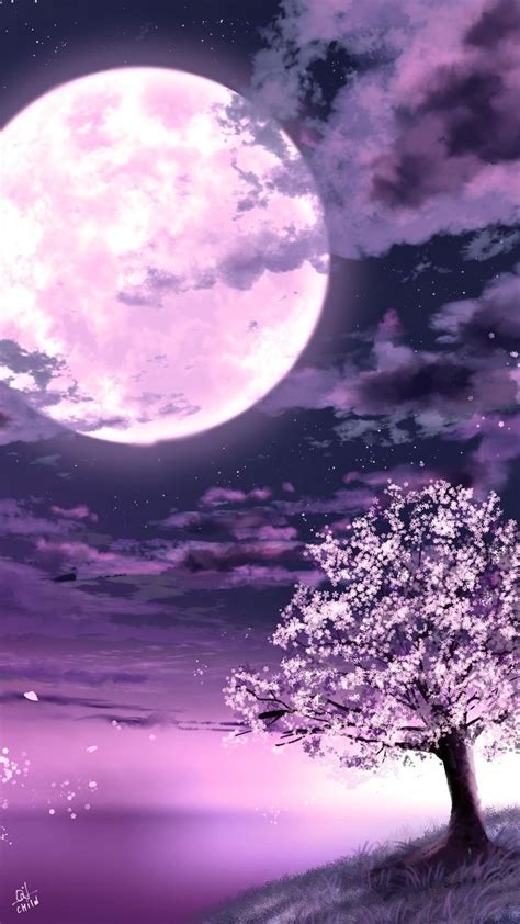 Cherry Blossom and Moon | Cherry blossom wallpaper, Anime cherry ...