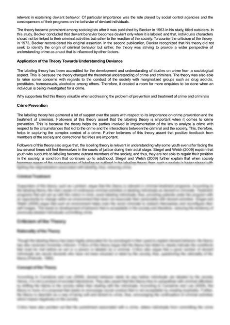 SOLUTION: Criminology labeling theory - Studypool