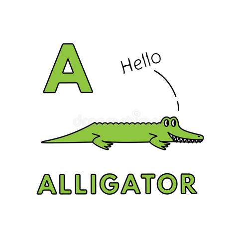 Vector Cute Cartoon Animals Alphabet. Alligator Illustration Stock ...