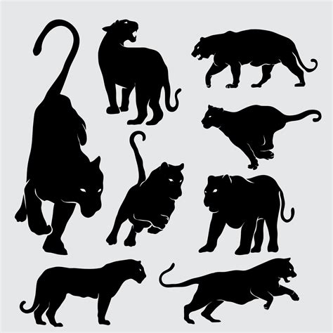 black panther silhouette vector illustration set 9100387 Vector Art at ...