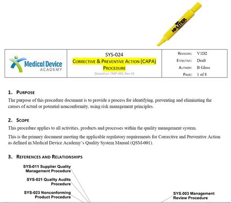 CAPA Procedure Image[7] - Medical Device Academy