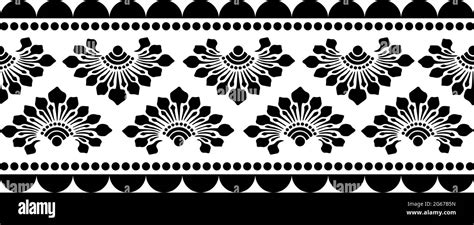 Indian Traditional Saree border design concept with floral art isolated ...