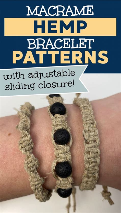 3 Easy (and Adjustable!) Macrame Hemp Bracelet Patterns