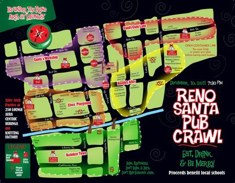 Map of locations for the Santa Pub Crawl in downtown Reno; lots of bars ...