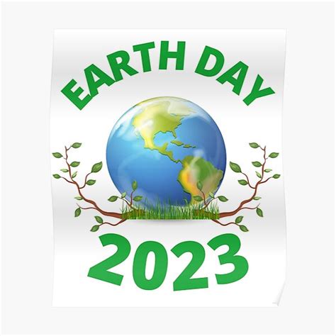 "Earth Day 2023 World Map Tree Branch Environmental White" Poster for ...