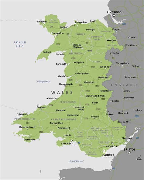 Political map of Wales - royalty free editable vector map - Maproom