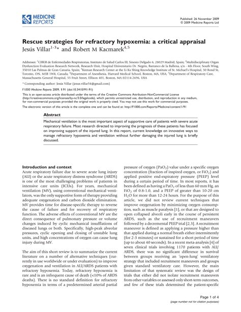 (PDF) Rescue strategies for refractory hypoxemia: A critical appraisal