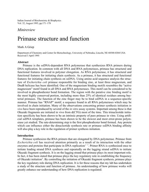 (PDF) Primase structure and function