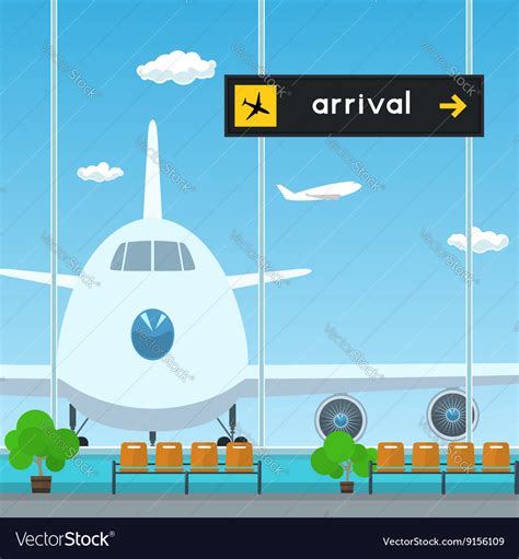 Waiting Room in Airport Scoreboard Arrivals Vector Image