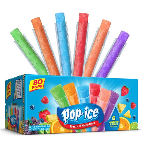 Pop-Ice Assorted Fruit Freezer Ice Pops, 1.5 oz, 80 Ct - Walmart.com