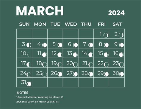 March 2023 Calendar Template With Moon Phases in PSD, Illustrator, Word ...